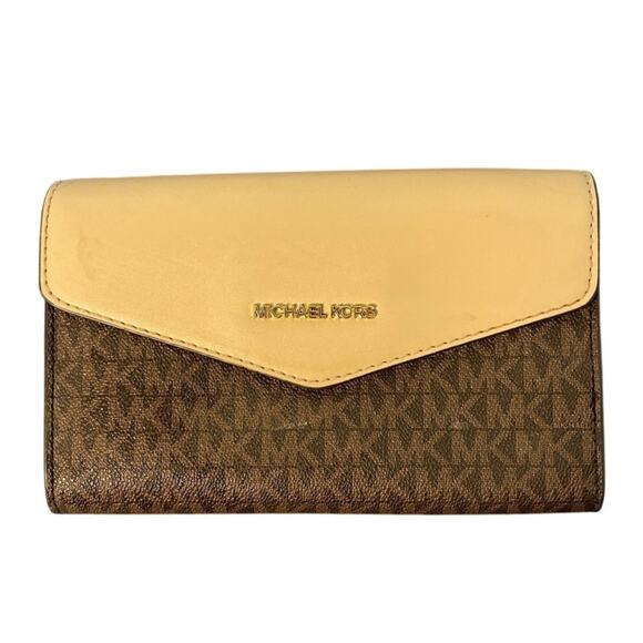 Michael Kors Small Two Tone Logo Envelope Wallet Pre-owned Excellent Condition - Picture 1 of 9